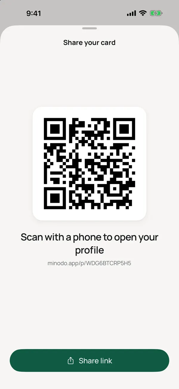 Sharing your card by QR code